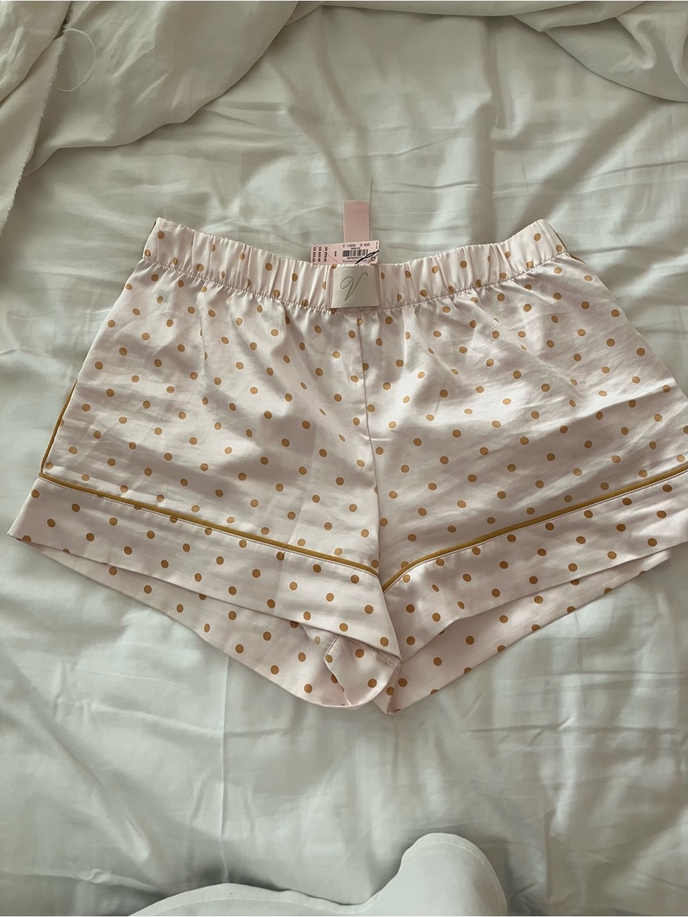 Victoria’s Secret Polka Dot Satin Sleep Shorts - Pink and Gold